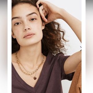 Madewell enamel heart chain necklace set